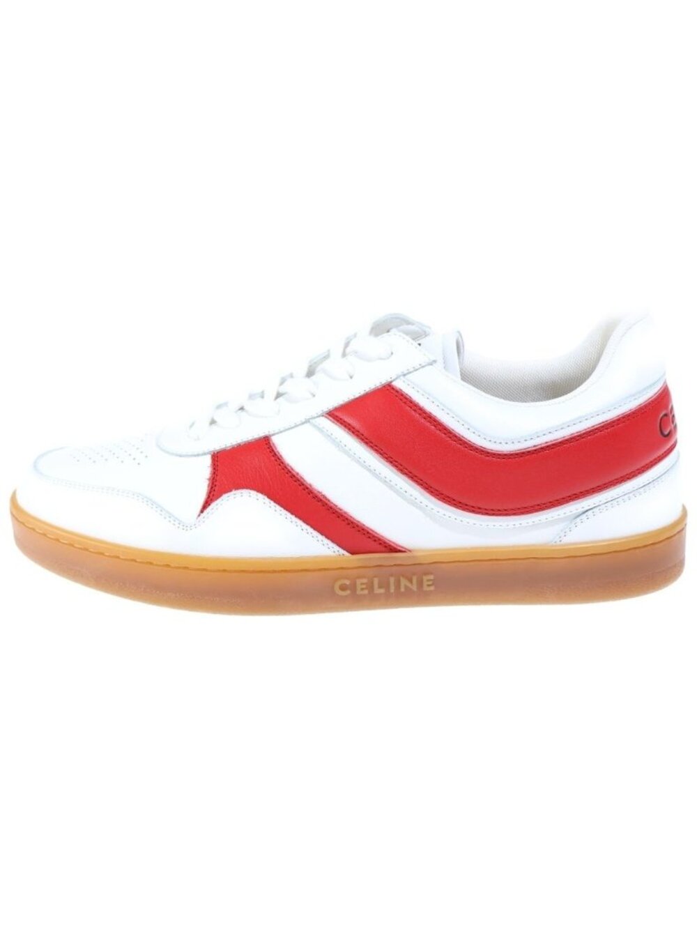 Celine Trainers Low Lace-up Sneakers Calfskin Low-Top Sneakers White Red